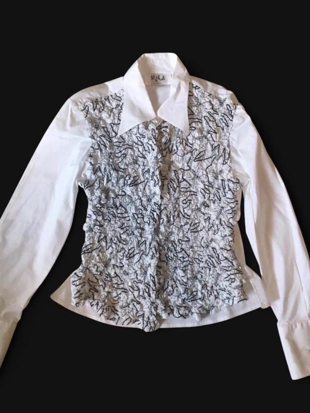 Vintage 90s Textured Fitted Button Up Blouse